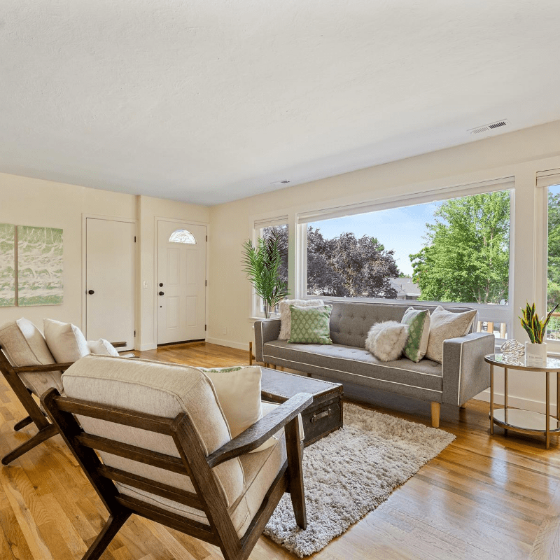 Hardwood Flooring in Victoria Plank + Saw Interior 2 Modern home interior with light hardwood flooring in Victoria